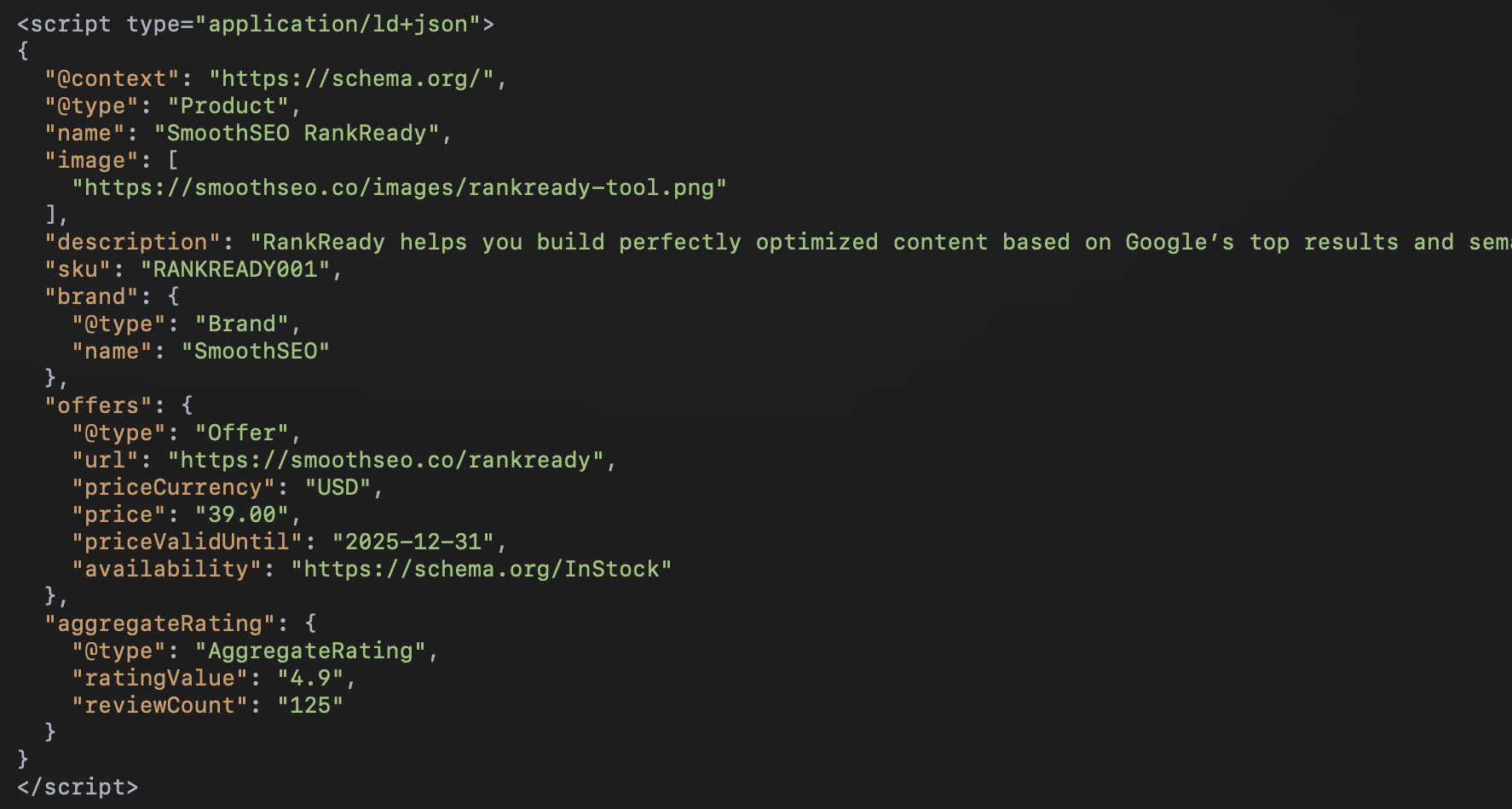 JSON LD Schema Markup for a "Product"<br>